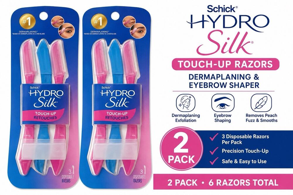 Schick Hydro Silk Touch-Up Dermaplaning Tool with Precision Cover: 2 pk -6 rzrs